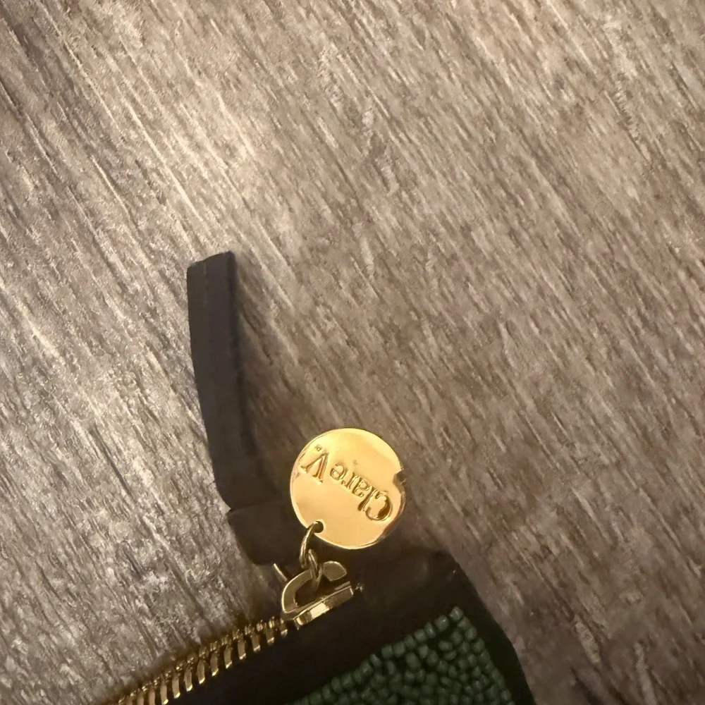 Clare V. Beaded Flat Clutch Black & Green